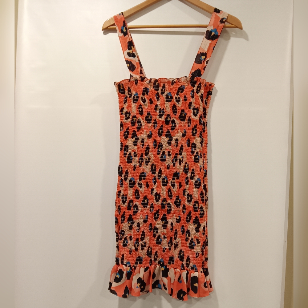 Waverly Grey Coral and Black Smocked Dress